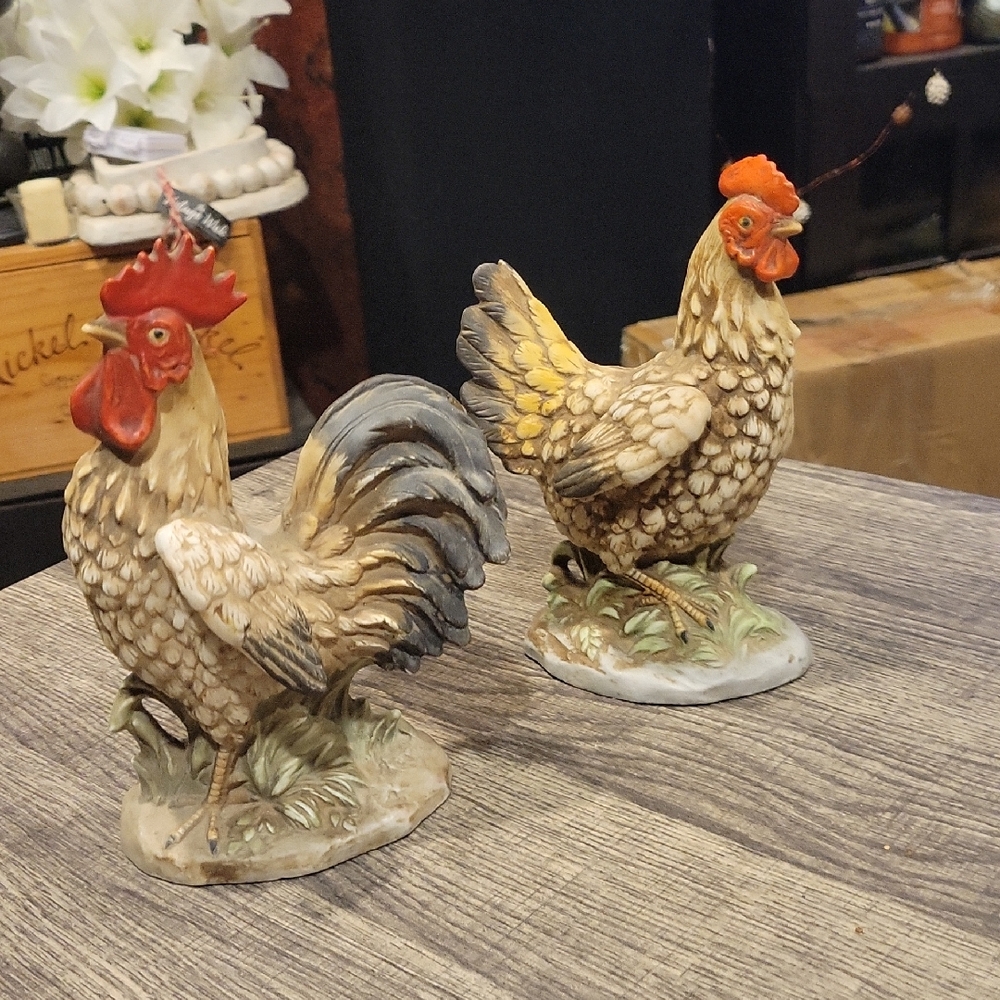 Rooster Set/ Homco EUC, Gorgeous Set, No Flaws/ Vintage